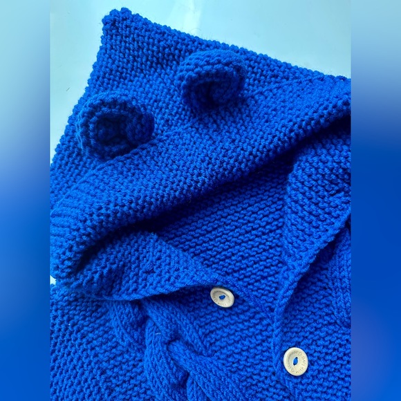 NEW Baby Romper Jumpsuit 0 3 6 months blue handmade Bodysuit Winter - Picture 2 of 6